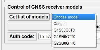 with message GNSS receiver models have been read successfully!. Click OK. Then you can switch the receiver between previously added models. Click on the Choose model button.