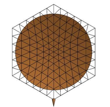 Co-polar far-field patterns for reflector surfaces in Fig. 1. Left: Nominal smooth parabolic surface. Right: Uniform hexagonal mesh reflector surface. 2.