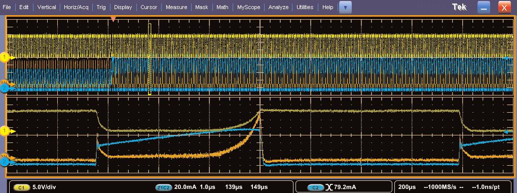 Today, most designers use an oscilloscope with deep memory (2 MB) and a high sampling rate to capture events in the required resolution.