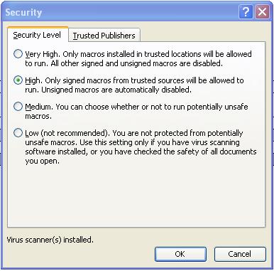 A Security dialog box is displayed.