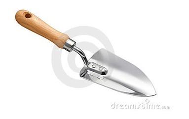 exam style 8 2. A traditional garden trowel is shown below. The garden trowel blade is made from stainless steel with the handle made out of wood.
