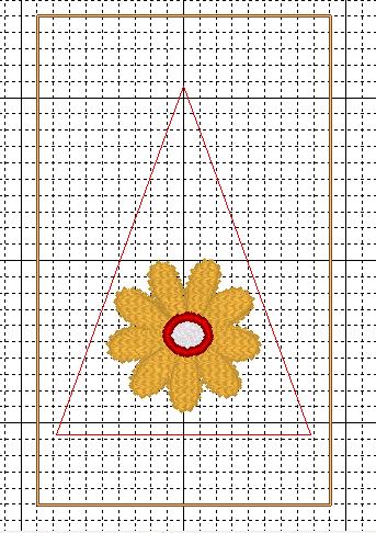 x 300 mm hoop and click OK. The design will be centered in the hoop. 14. Activate the Triangle Shape tool. Draw a triangle on the workspace larger than the flower.