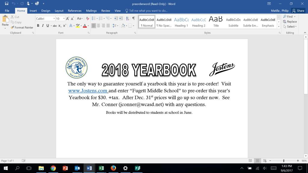 Page 7 Special Announcements The only way to guarantee yourself a yearbook this year is to preorder! Visit www.jostens.