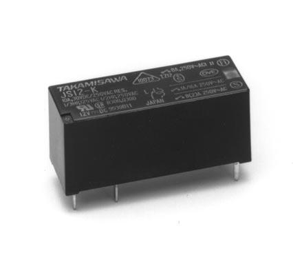 POWER RELAY 1 POLE 8 A (MEDIUM LOAD CONTROL) JS SERIES FEATURES Lead Free / RoHS compliant* UL, CSA, VDE, SEV, SEMKO, FIMKO, ÖVE, BSI recognized UL class B (10 C) insulation 1 form A (SPST-NO) or 1