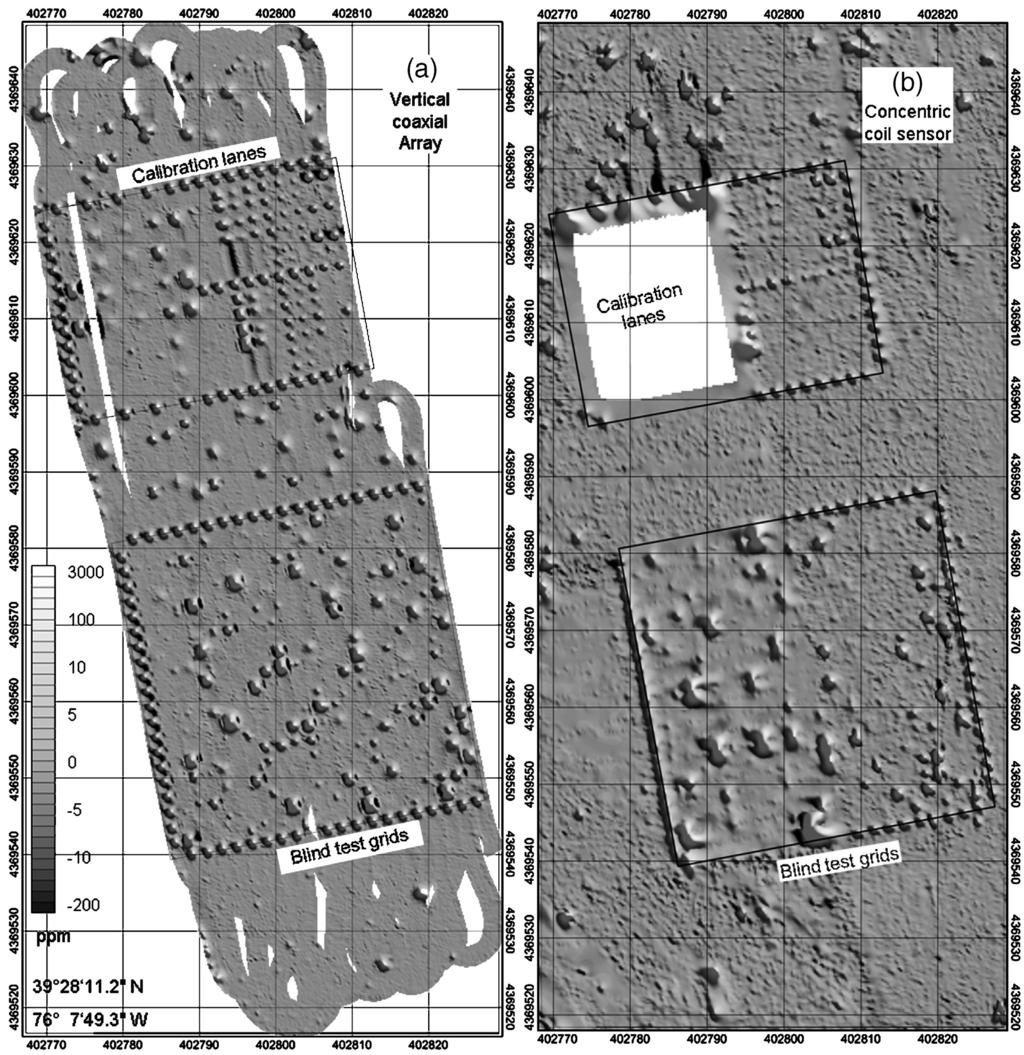 H. Huang et al. / Journal of Applied Geophysics 61 (2007) 217 226 225 Fig. 10. Maps of Q-sum for the calibration lanes and blind grids, (a) the array and (b) the concentric coil sensor.