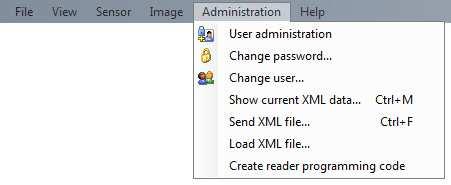 Vision Configurator Software 7.2.5 Administration Menu Figure 7.6 Administration menu User administration Change password Change user Show current XML data Send XML file... Load XML file.