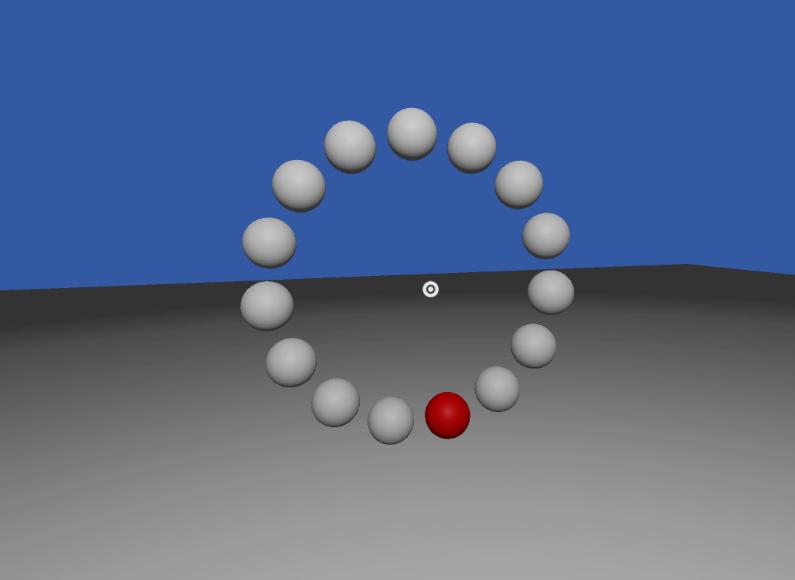 (a) Mottelson and Hornbæk (b) (c) Figure 1: The tasks. (a) Pointing: participants targeted the red spheres as fast and accurate as possible by moving their head.