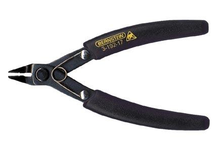 3-901-7 3-902-7 3-905-7 3-906-7 3-932-7 ESD SPECIAL ELECTRONIC PLIERS Lap joint Black burnished, double leaf spring With conductive black dip insulation CUTTING PLIERS Cutting capacity mm Ø Length