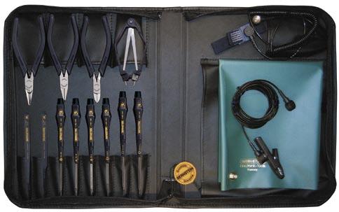 ELECTRONIC-SERVICE TOOL SETS The tool sets for mobile use at electrostatically endangered components 2220 SERVICE-SET ANTISTATIC with tool set 2221 Case with zip fastener, without tools Description: