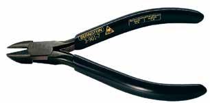 ESD electronic pliers lap joint, black burnished, double leaf spring with dissipative black hand guard Cutting Pliers Cutting capacity No.
