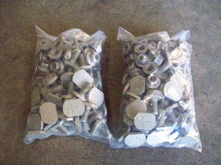 2) Bags of T-bolts and nuts.