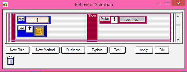 Student Handout 4: Part 4 Programming the Sokoban to Push Crates Click on the agent to add behaviors to that agent 1 2: Enable the Sokoban to push the crates.