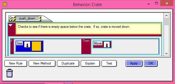 Create the Method push_down for the CRATE Reminder: click New Method 3: 4: 5: Create remaining methods for push_up, push_left and push_right Test your game Change the