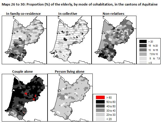Family co-residence is significantly higher in the southern districts of Aquitaine.
