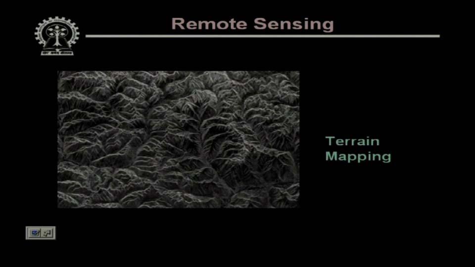 (Refer Slide Time 12:32) Here is another application of remote sensing images. So here you find that the remote sensing images are used for terrain mapping.