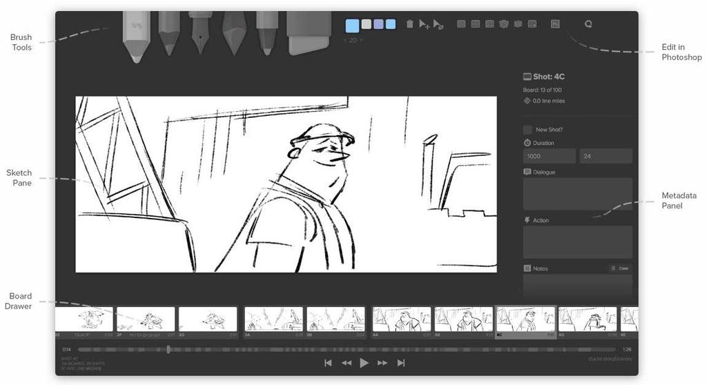 4. Storyboarder [Version 1.0.0] Storyboarder makes it easy to visualize a story as fast you can draw stick figures. Quickly draw to test if a story idea works. Create and show animatics to others.
