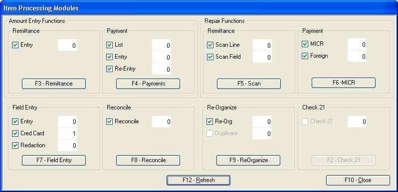 To access the Item Processing Modules Window From the RemitTrac Application Daily ribbon bar, select Item Process. Figure 1.
