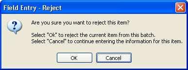 Rejecting an Item An item can be rejected during Credit Card Processing.