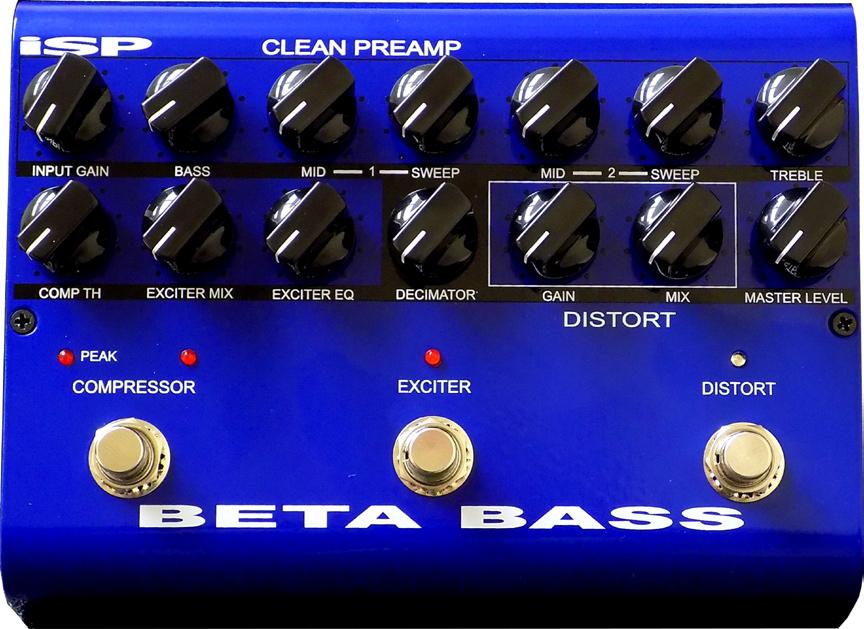 The Beta Bass Preamp Pedal includes a boost/cut Bass control, dual semi-parametric mid band EQ with sweep-able frequency and a boost/cut treble control.