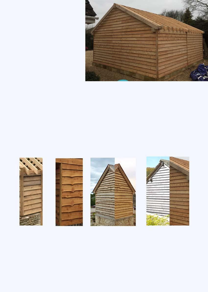 Cladding Where cladding is required we supply rough sawn, feather edged larch cladding as standard. This has as profile of 6/23mm and is 200mm wide. We allow an overlap of 50mm i.e. 150mm face.