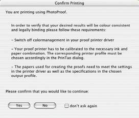 Click Yes to start the printout calculation.