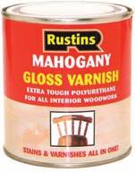 5L, 5L QUICK-DRYING COLOURED VARNISHES Available in 8 attractive wood shades in gloss and satin finishes.