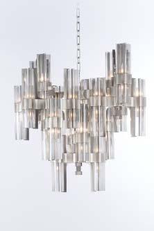 800 3116 NN FC ETEREA Chandelier 40 lights composition L 90 x P 85 x H 80 Main structure in F_31 (Nickel finish) Fumè Crystal shades 24.