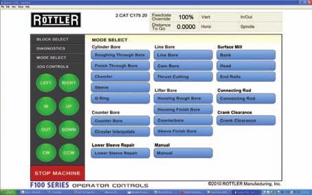 Offers Versatility & Simplicity Rottler Exclusive F100 Touch Screen Programming Just a few of the other operations available for Rottler owners: Mode Screen Select the operation that this required,