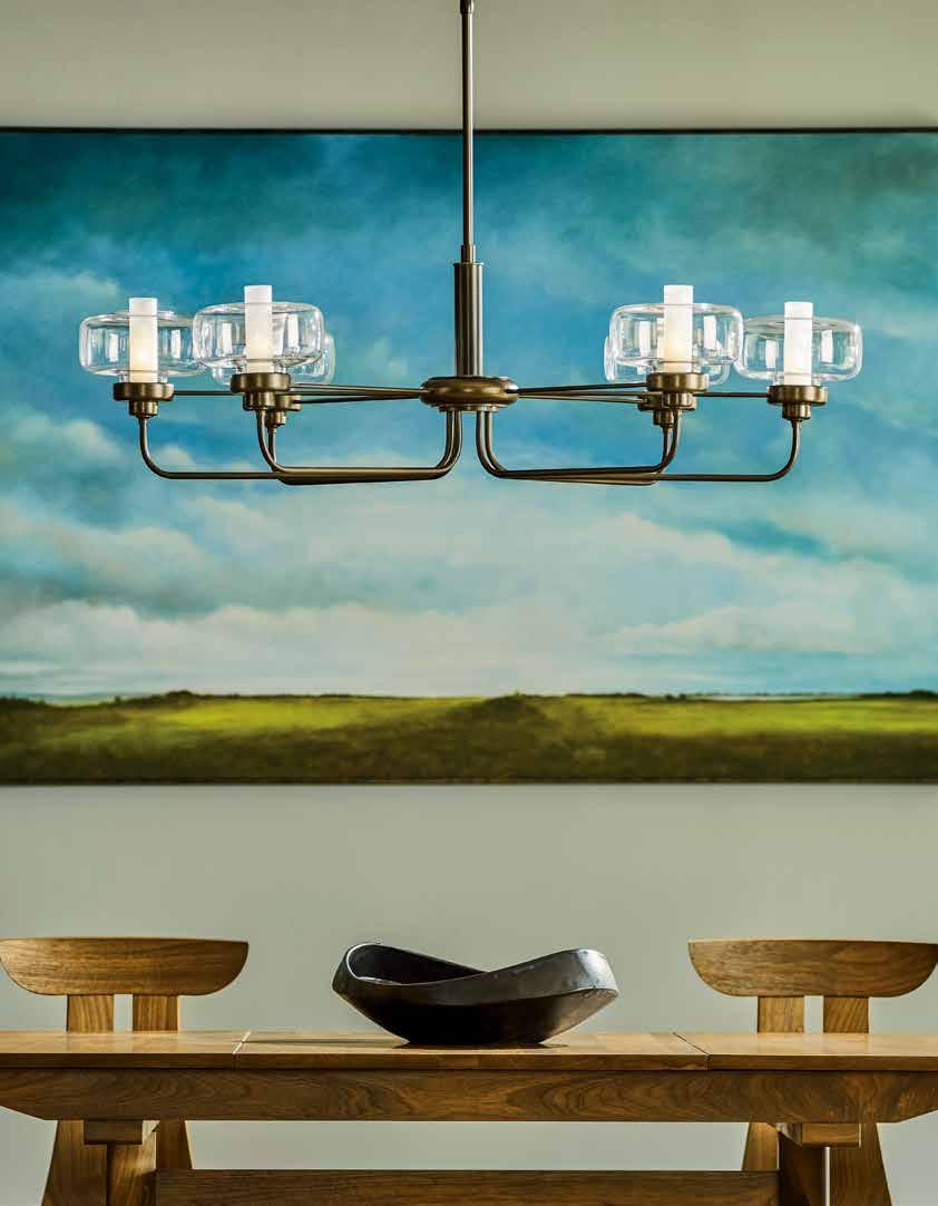 mid-century modern in this contemporary take on the classic hurricane glass chandelier.