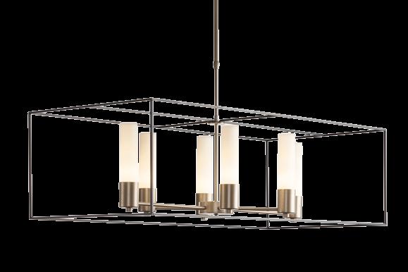 opal glass below: black & soft gold finish / seeded clear glass New Traditional A colonnade of lights is supported by clean architectural lines.