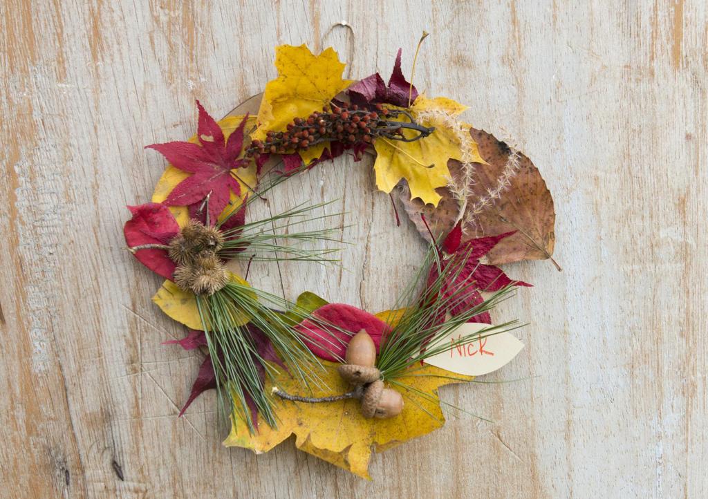 found-foliage wreaths Fend off post-feast inertia with a walk to seek out materials to make a sweet nature craft.
