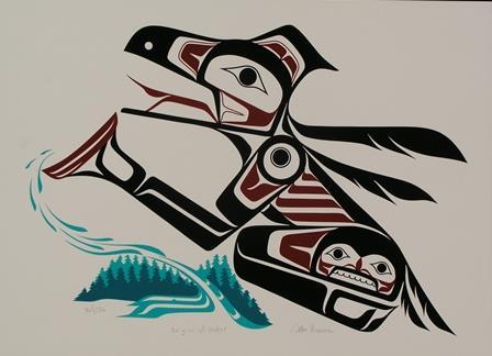 Stan Greene Semiahmoo First Nation The image is based on the legend of We get (Raven).