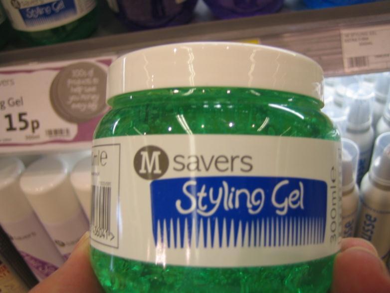 WRAP Plastic M Savers Styling Gel 300ml gel is packaged in a clear PET tub with a white PP cap and PE label. Polymer of main component: PET tub used has no laminates or additional barriers.