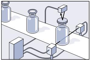 Applications Application Detecting Caps on Bottles Sensor K20 Diffuse with