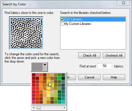 Click LIBRARIES > Fabric Libraries 2. Click Search > By Color.