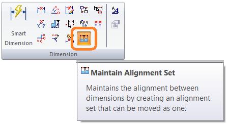 Dimension Alignment Sets Collections of dimensions that are aligned (chain and/or stack).