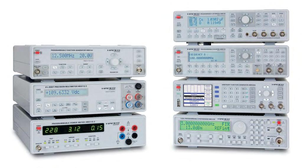 HAMEG Programmable Measuring Instruments Series 8100 HAMEG Programmable Measuring Instruments Series 8100 are ideally suited for test installations in production and automated tests in laboratories.