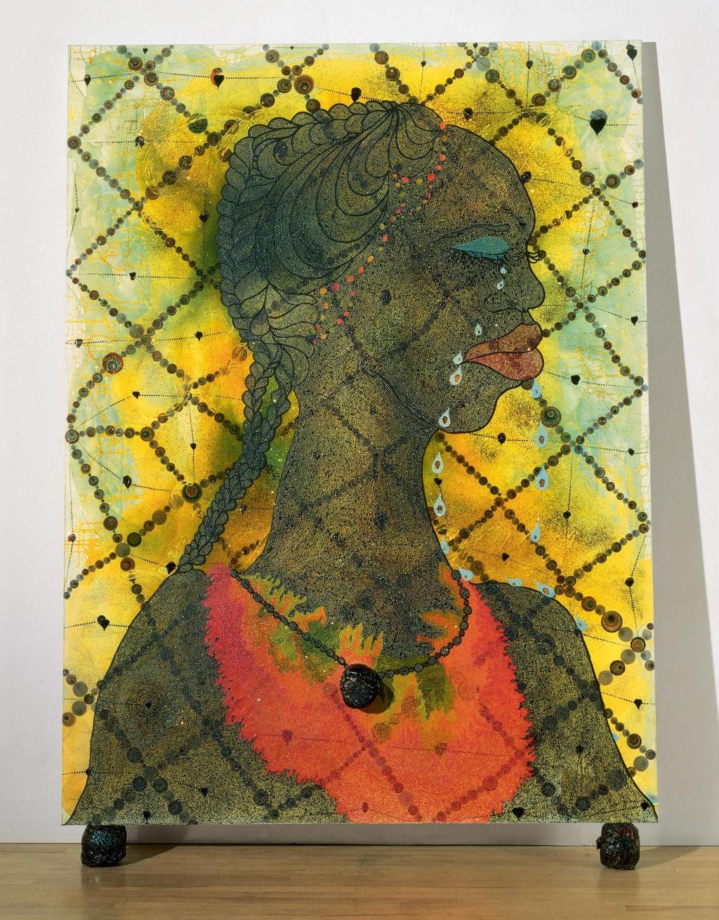 Collage and layering, Chris Ofili: hidden meaning between the layers Grades: 9th-12th 2-3 lesson Lesson Description : Research based learning from contemporary artist Chris Ofili No Woman, No Cry