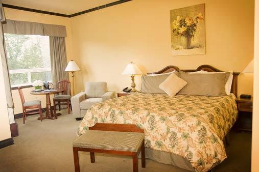 Upgraded rooms and suites add desks, electric fireplaces and/or whirlpool tubs.