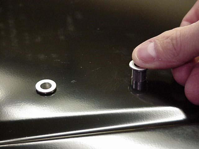 9. Install a ¼ -20 riv-nut into a drilled hole as per the picture below. The required torque for the proper seating of the riv-nut to the roof panel is 4-5ft./lbs.