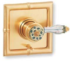 FRAME 6 shown as Thermostatic TMO6 SW Knob with Knurled Ring in Antique Gold All Frame