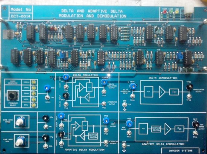 3V/5V, 500mA. ISP and reset switch. 12.0000 MHz crystal for MCU. Delta/adaptive delta modulaton & Demodulation KIT Technical Specifications. On board Input signal (Sinusoidal): 500hz, 1khz.