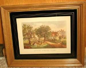 40. "American Homestead Autumn" 1868 Currier & Ives hand