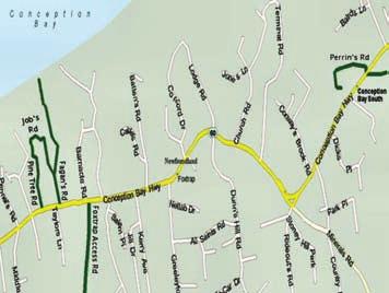 8. Road map of portion of Town of Conception Bay South, showing parts of Kelligrews,