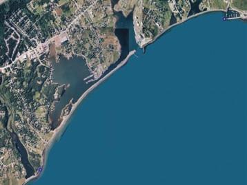 19. Aerial photograph of coastline from Foxtrap Marina to