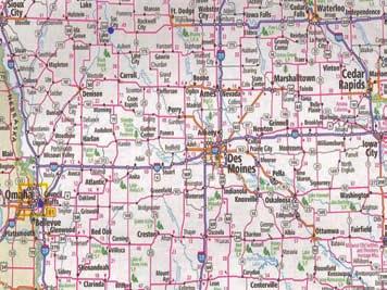 3. Road map showing Council Bluffs, Iowa (in left lower quarter of map) and Sac
