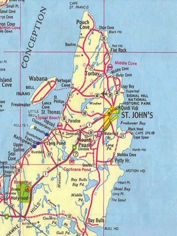 7. Road map of Avalon Peninsula, showing St.