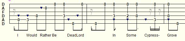 A brief bass run which then turns into a series of chords on the 3 rd /4 th frets.