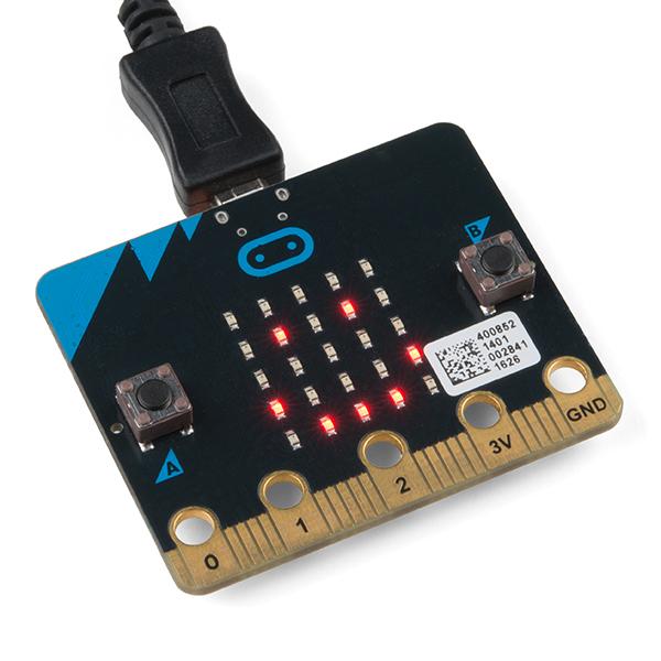 Once you plug your board in, you should see the small yellow LED on the back of your micro:bit light up and possibly blink a few times.