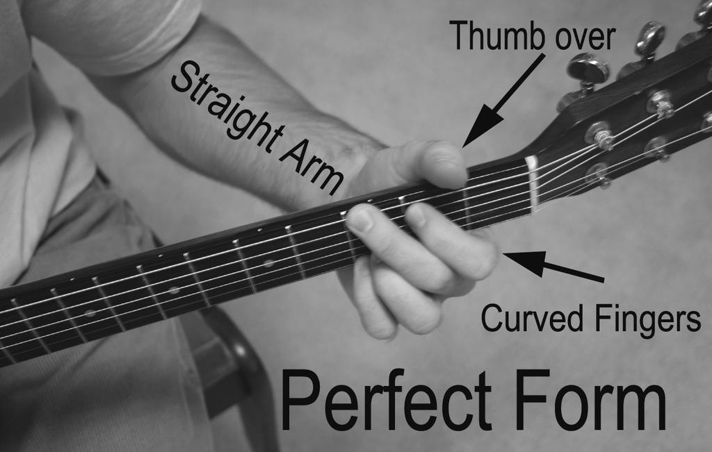 Once you have completed the 4 steps, you should be holding the neck between the base of the thumb and the base of the pointer finger. Keep a slight bend in your wrist.